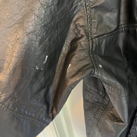 Unbranded Vintage 80's Black Leather Bomber Zip Up Jacket Size XL - Picture 5 of 10